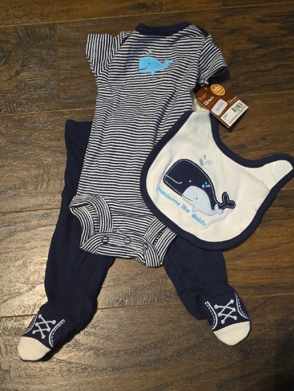 Carter'sNavy Stripe Whale One-Piece with Bib - Baby One-Piece Set